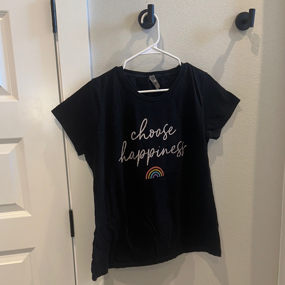 GUC Black Women’s Size XL Graphic T-Shirt Tee Shirt Top with Rainbow Design
